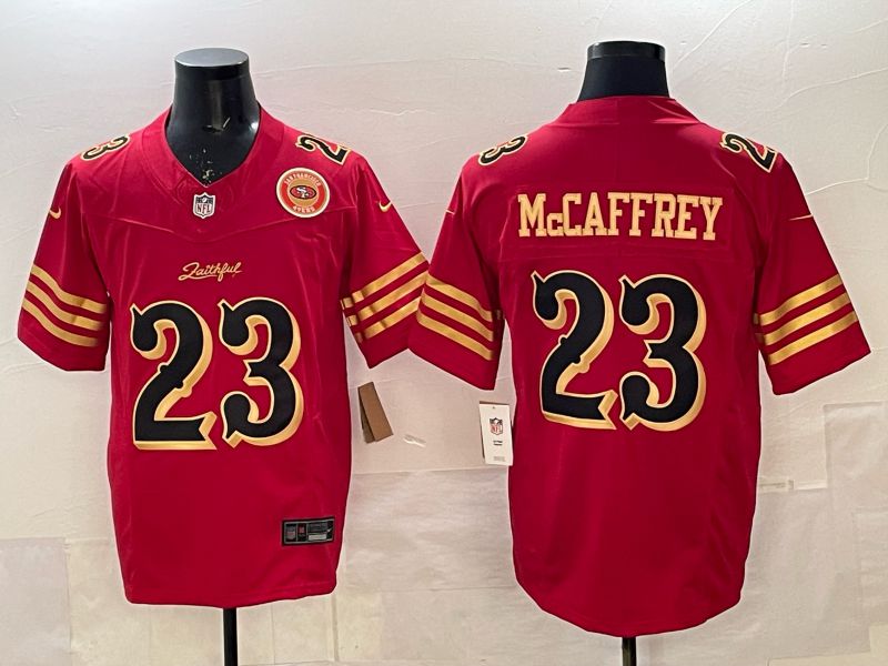 Men 2025 Nike San Francisco 49ers #23 Mccaffrey red gold 5th generation Limited NFL Jersey 0010->san francisco 49ers->NFL Jersey